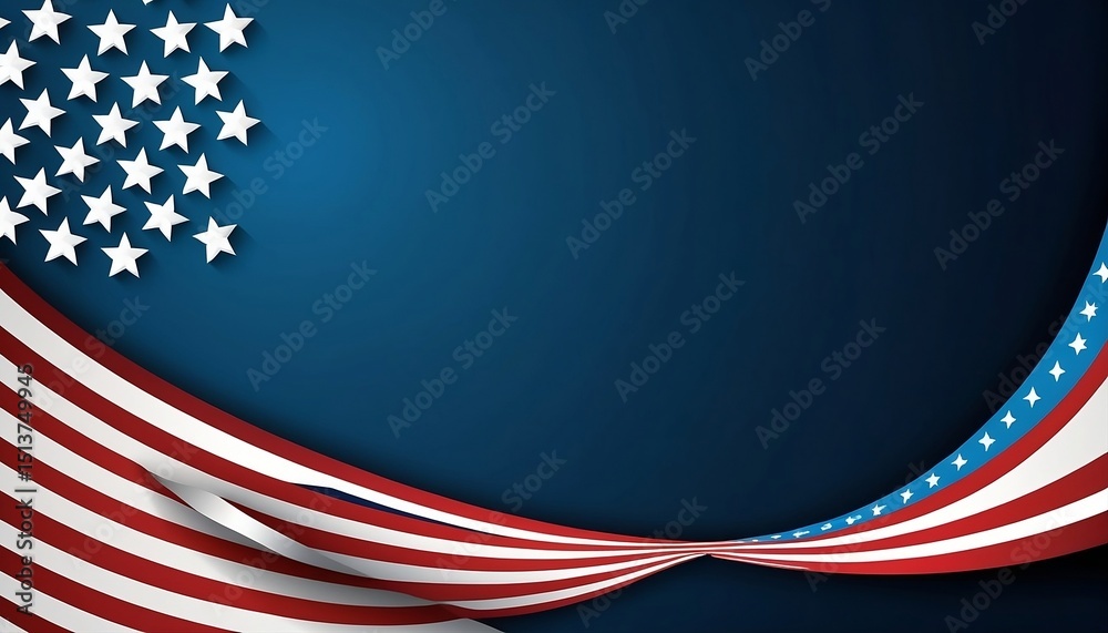 Fototapete president's day background design. vector illustration with american flag on right side with space f