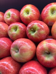 Red Green Apples Stacked in Fruit Display