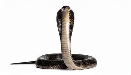 King cobra over white background, no shadows