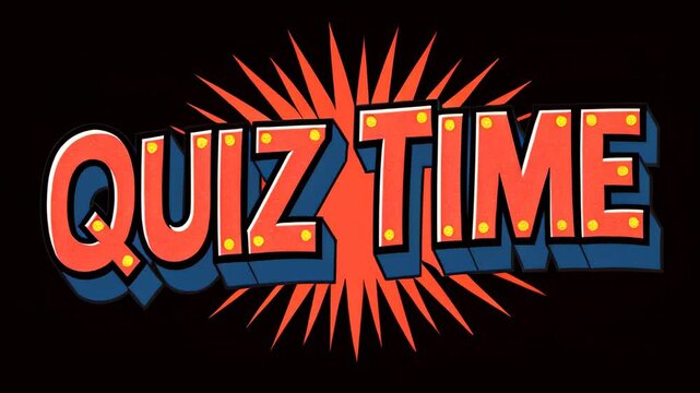 Cartoon style word quiz time with a star burst