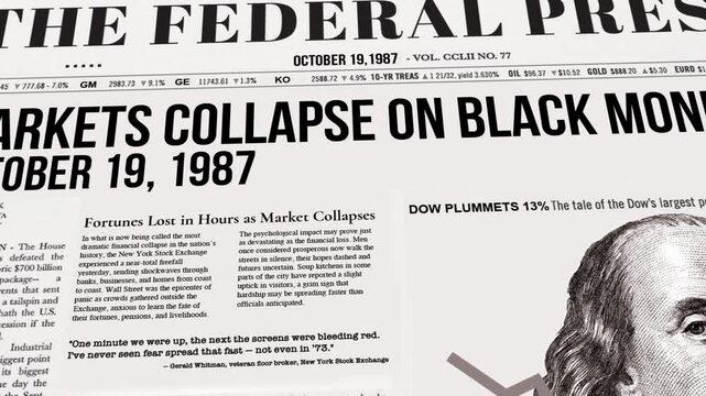 Black Monday 1987 Financial Crisis Newspaper Animation Asset 13