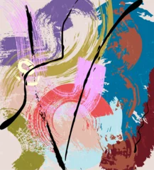 Gordijnen abstract colorful background, illustration with lines, waves, circle, paint strokes and splashes © Kirsten Hinte