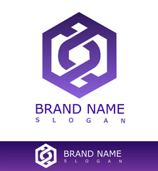 Modern hexagon logo with interlocking shapes forming an abstract 