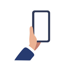 Hand Holding Mobile Device in Business Attire Illustration