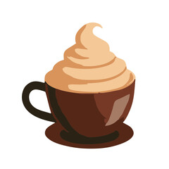 Coffee Cup With Cream Icon Illustration Food Element