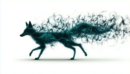 Obraz premium Monochrome image of a fox formed by smoke