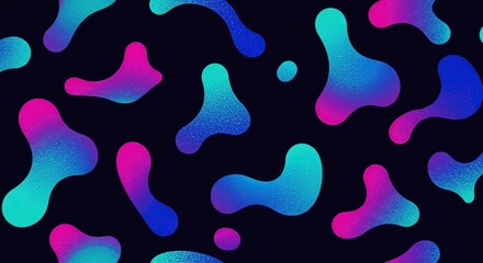 Abstract pattern of vibrant, fluid shapes on a dark background