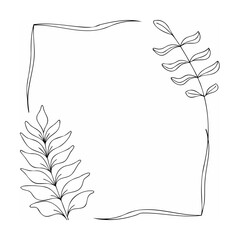 Elegant botanical line art frame with leaves and delicate nature design