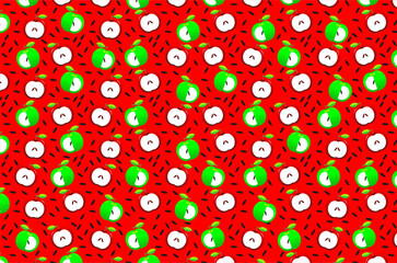 Seamless pattern of cute red apples and green apples. Seamless pattern of doodle fruit apples. Seamless pattern of sweet red and green apples.