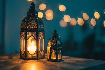 Elegant decorative lanterns illuminated by candlelight creating a warm atmospheric aesthetic