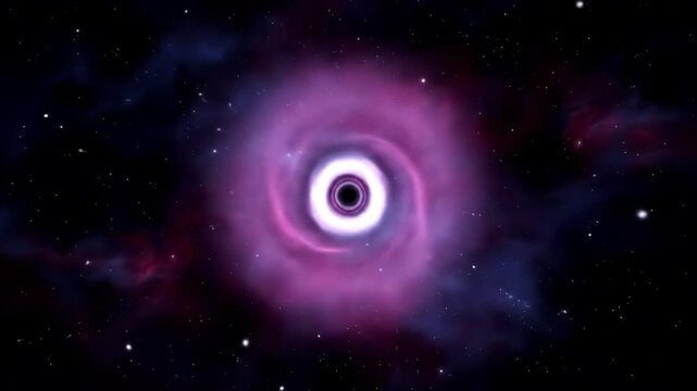 Cosmic Void: A visually stunning depiction of a black hole, set against a vibrant backdrop of stars and nebulae, igniting curiosity. 