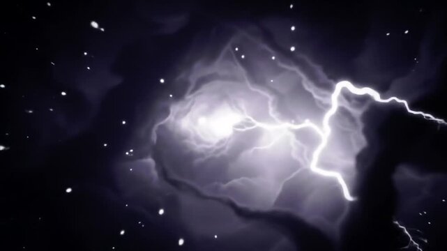 Electric Celestial Display: A striking image captures the raw power of a lightning strike illuminating a swirling, cosmic cloud formation, creating a sense of awe.