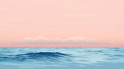 Obraz premium Gentle ocean waves under a pale pink sky.