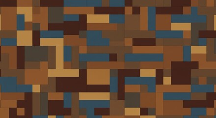 Abstract pixelated pattern of earthy tones and blues