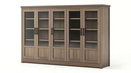 Obraz premium A large wooden bookcase with glass doors