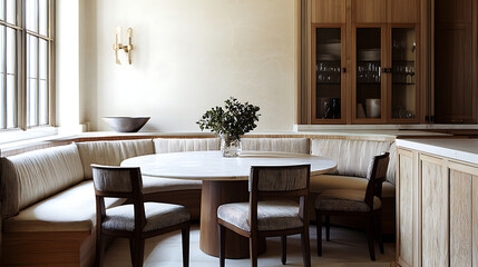 A large round table with chairs and a zebra print chair