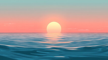 Obraz premium Pastel sunset over a calm ocean.
