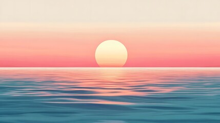 Obraz premium Pastel sunset over a calm sea.