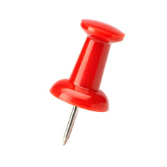 Red push pin in different angles isolated on a transparent background