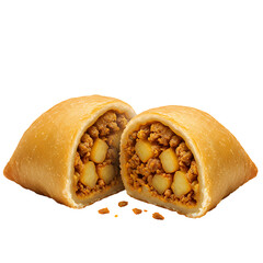 Savory Empanada A CutAway View of Seasoned Filling isolated on transparent background