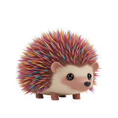 RainbowColored Hedgehog Plush Toy isolated on transparent background