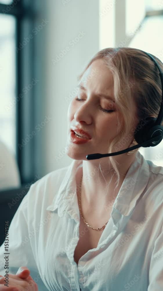 Poster call center, help desk and woman speaking for customer service, crm or multilingual support. consult