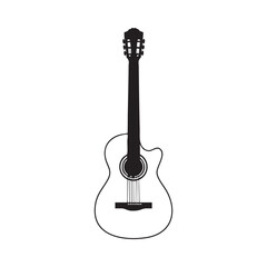 Silhouette set of guitar on white background