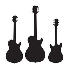 Silhouette set of guitar on white background