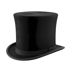 Classic Black Top Hat isolated on transparent background