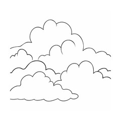 Simple black and white cloud outline illustration suitable for weather and sky related designs