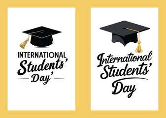 International Students Day Creative Templates With Academic Cap And Calligraphy