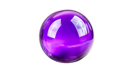 Sphere of glossy purple with subtle reflections, cut out transparent