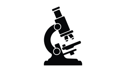 Microscope Silhouette Vector. Scientific Research, Laboratory Equipment, Medical Analysis Icon.