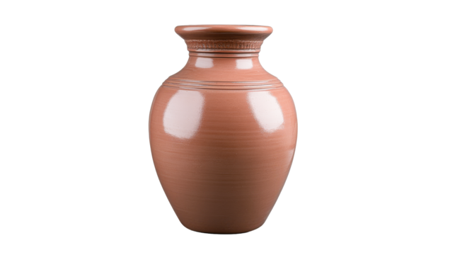Tall Terracotta Vase, Smooth Surface, Isolated Object, cut out transparent