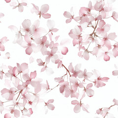Blossom Branch Elegance: Delicate blush-pink cherry blossoms in full bloom, capturing the fleeting beauty of spring, creating an atmosphere of serenity, lightness, and purity., seamless