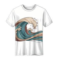 Pixel Art Wave Design on a White TShirt isolated on transparent background