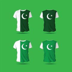 Naklejka premium Pakistan flag t shirt mockup front and back with an dark green background