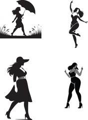 Obraz premium plus size women vector silhouette