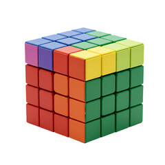 Colorful Modular Cube A Construction of Geometric Precision and Vibrant Hues isolated on transparent background