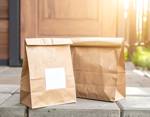 Food Delivery Bags on Doorstep