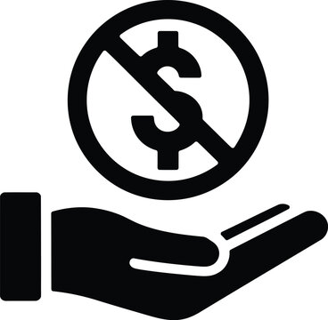 Free Service Icon. No Cost Support, Charity Help, Donation Symbol, Financial Aid Vector.