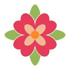 Fototapeta premium Stylized Floral Design with Red Petals and Green Leaves Featuring a Simple and Modern Aesthetic for Various Creative Applications