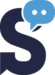 Modern Chat Logo Icon with Letter S and Speech Bubble Vector Design