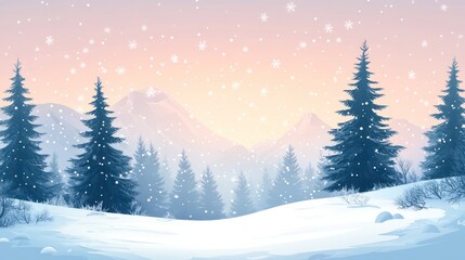 Snowy winter mountain landscape
