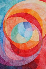 Fototapeta premium Circles and lines intersecting with sharp geometric edges, soft and vibrant colors blending seamlessly 