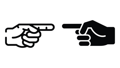 Pointing Hand Icon Set. Vector Hands in Outline and Solid Style Pointing Right.
