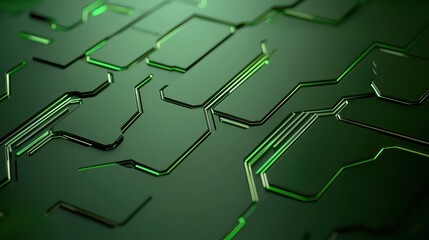 economy trade efficiency concept. Abstract green circuit pattern with intricate lines and shapes.
