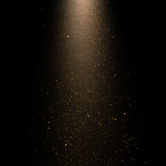 Obraz premium Golden glitter particles falling on black background
