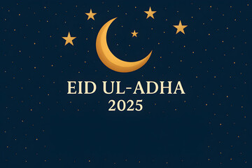 Eid ul-Adha 2025 celebration with moon and stars in the night sky