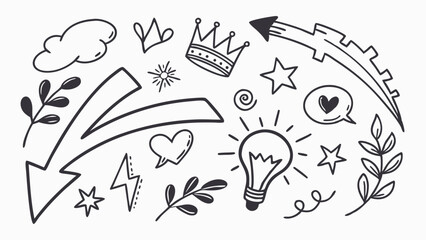 Obraz premium Simple Hand Drawn Doodle Art Elements Collection